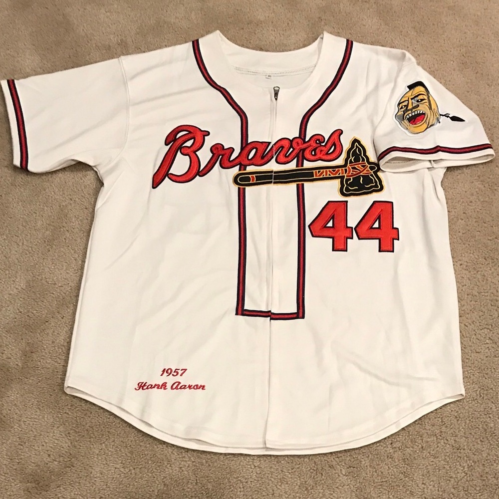 Hank Aaron Milwaukee Braves Jersey Mens XL NWT 1957 Home Cream w Zipper